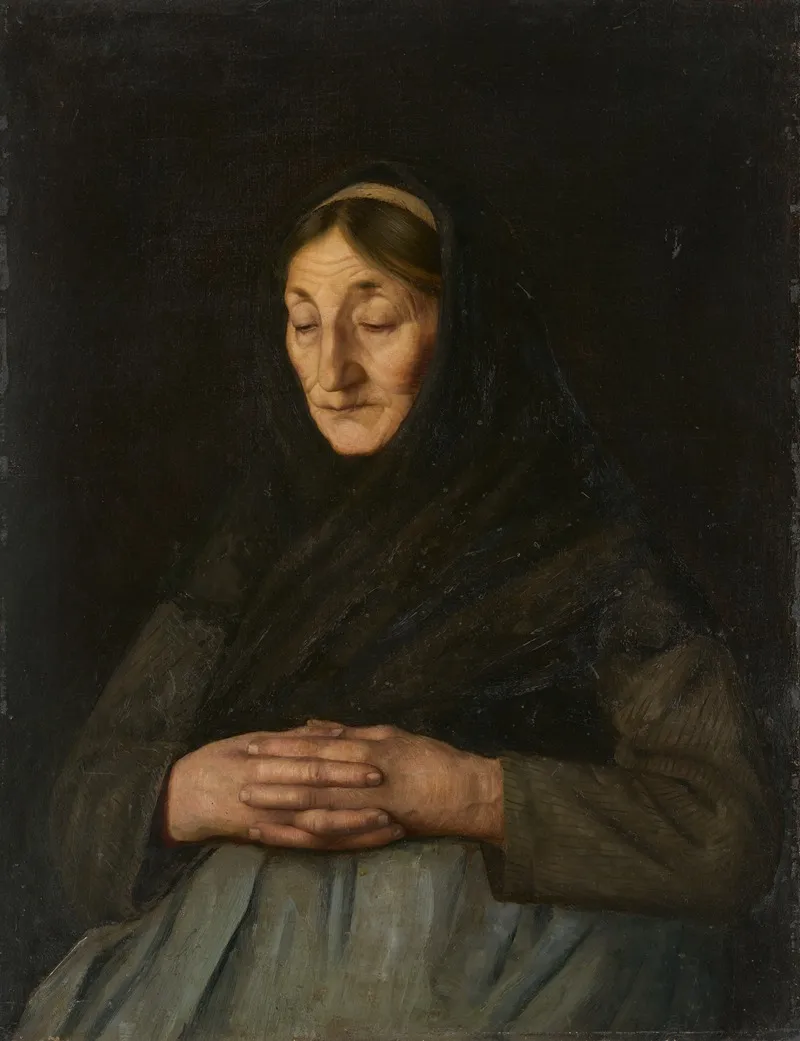 Old Woman Alsatian Peasant Woman In Prayer
