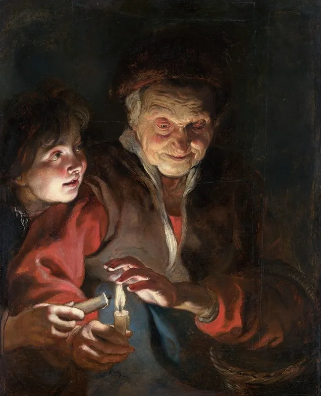 Old Woman And Boy With Candles Wall Art by Peter Paul Rubens - High-Resolution Digital Print