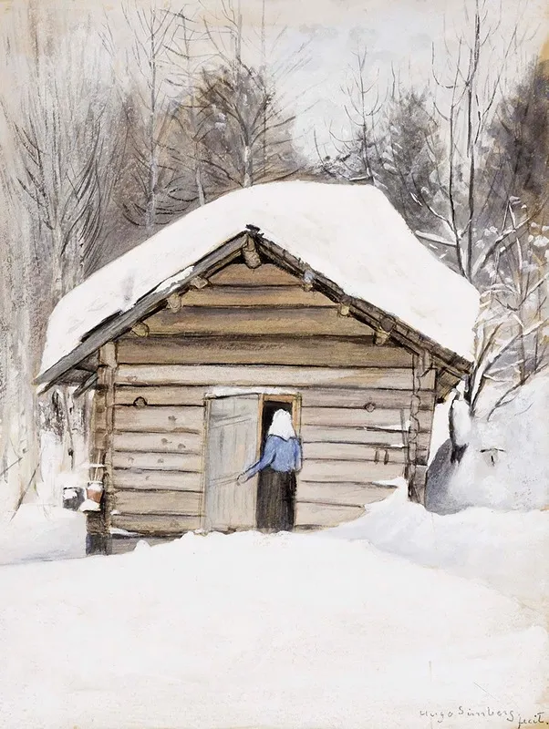 Old Woman At The Sauna Door
