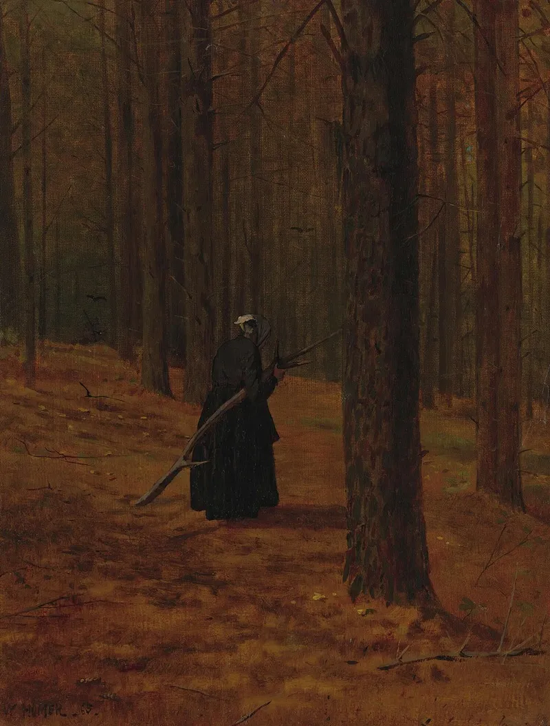 Old Woman Gathering Faggots Wall Art by Winslow Homer - High-Resolution Digital Print