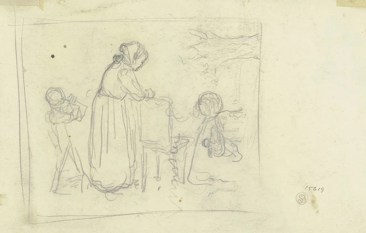 Old Woman In Front Of A Chair