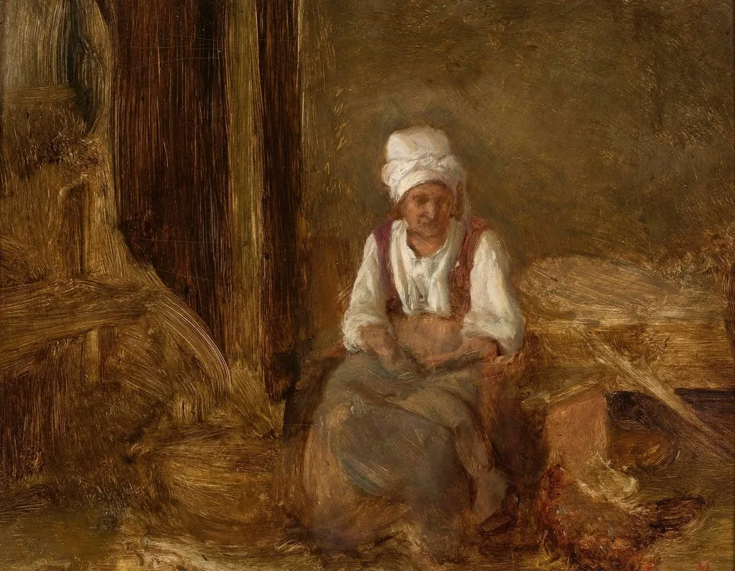 Old Woman Indoors Wall Art by Aleksander Kotsis - High-Resolution Digital Print