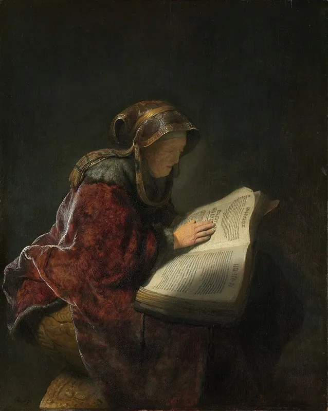 Old Woman Reading 3 Wall Art by Rembrandt van Rijn - High-Resolution Digital Print