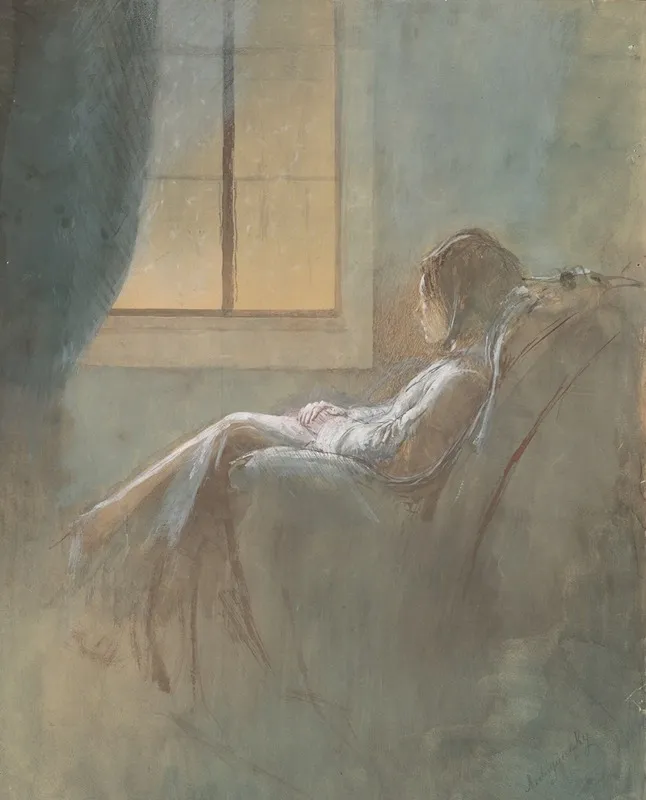 Old Woman Sitting Wall Art by Ladislav Mednyánszky - Canvas Print