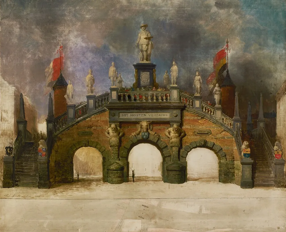 Olieverfschets Van De Triomfboog Voor De Rubensfeesten Wall Art by Ferdinand de Braekeleer - High-Resolution Digital Print