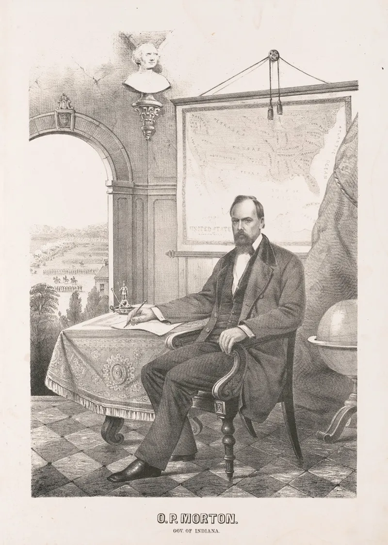 Oliver P Morton Governor Of Indiana Wall Art by Ehrgott, Forbriger & Company - High-Resolution Digital Print