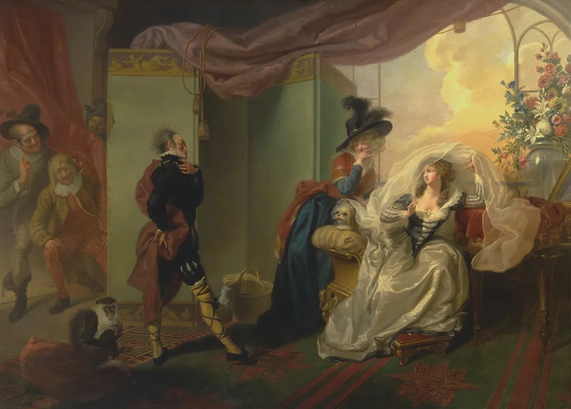 Olivia Maria And Malvolio From Twelfth Night Act Iii Scene Iv Wall Art by Johann Heinrich Ramberg - High-Resolution Digital Print