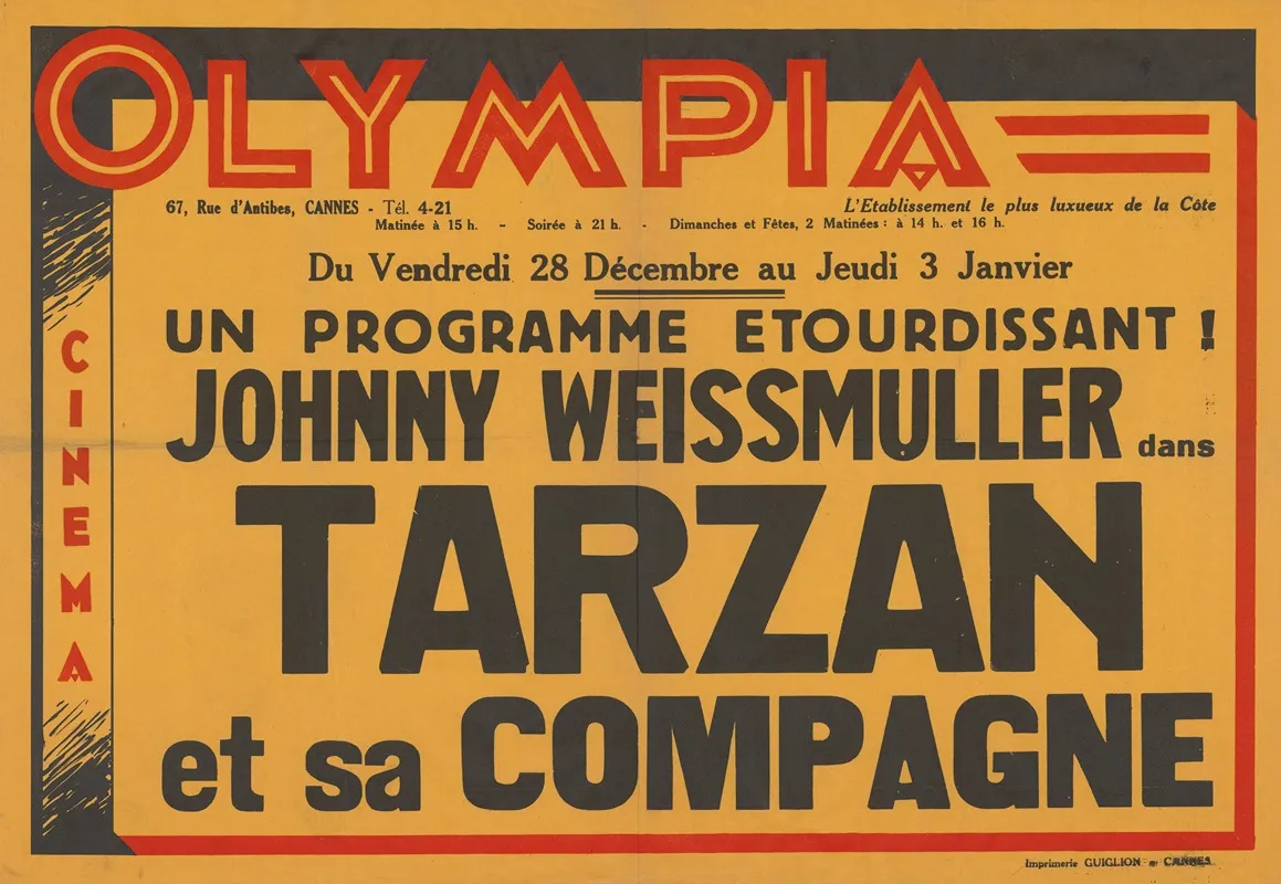 Olympia Cinema Cannes Programme Tarzan Et Sa Compagne