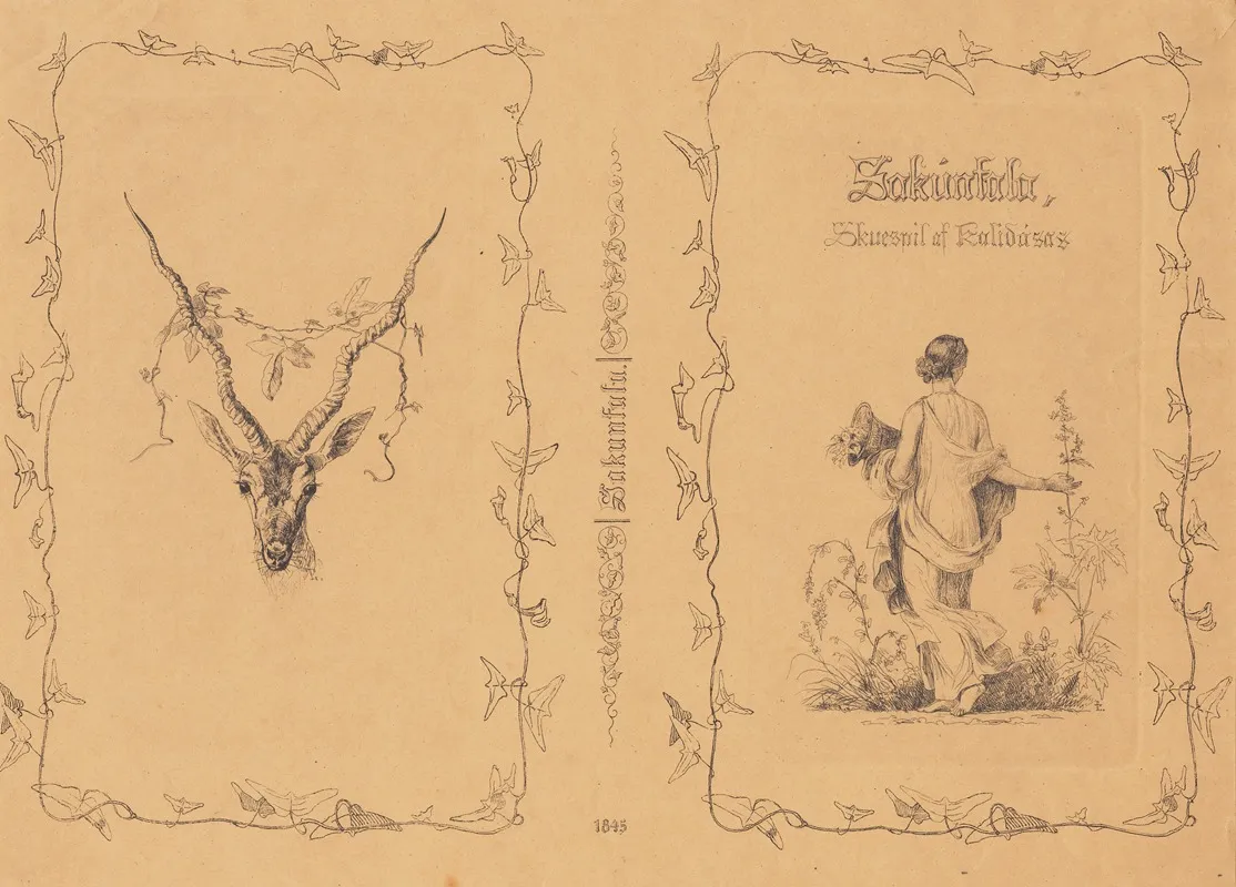 Omslag Til M Hammerichs Oversaettelse Af Kalidasas Sakuntala Kbh 1845 Wall Art by Johan Thomas Lundbye - High-Resolution Digital Print