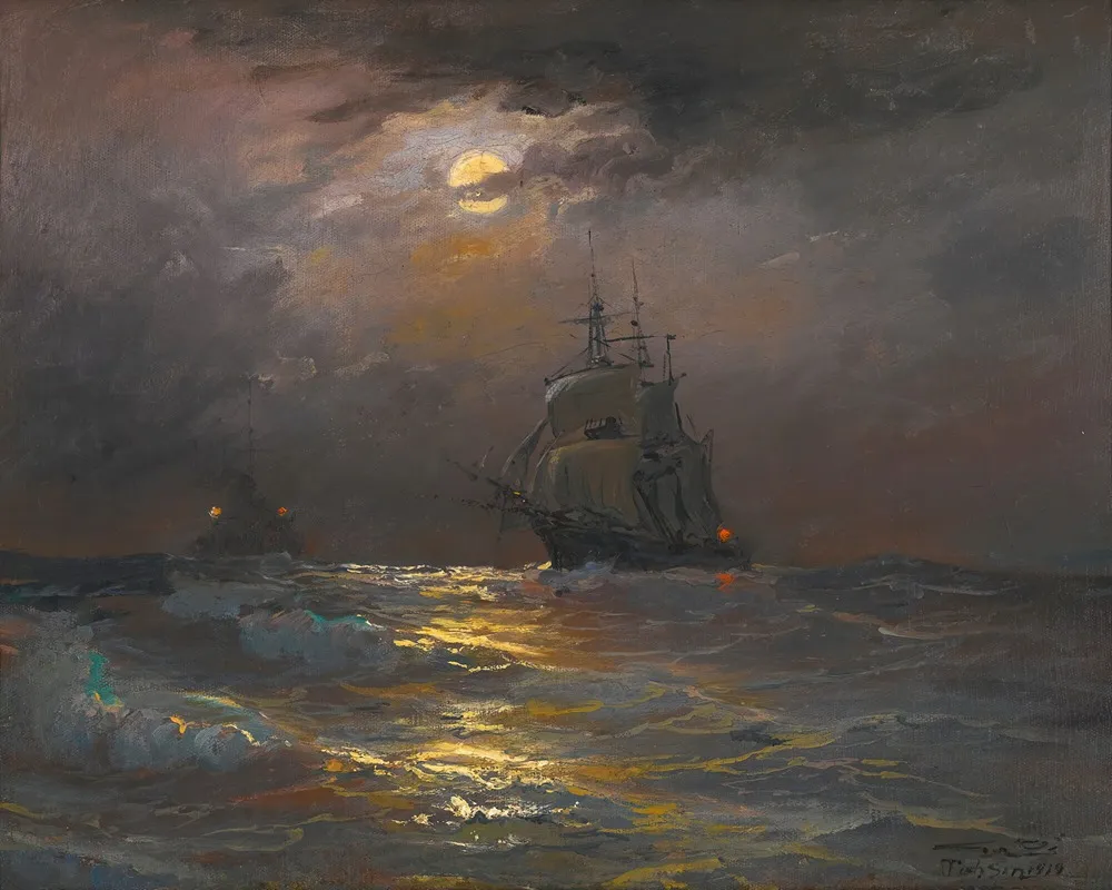 On High Seas By Moonlight Wall Art by Diyarbakirli Tahsin - High-Resolution Digital Print