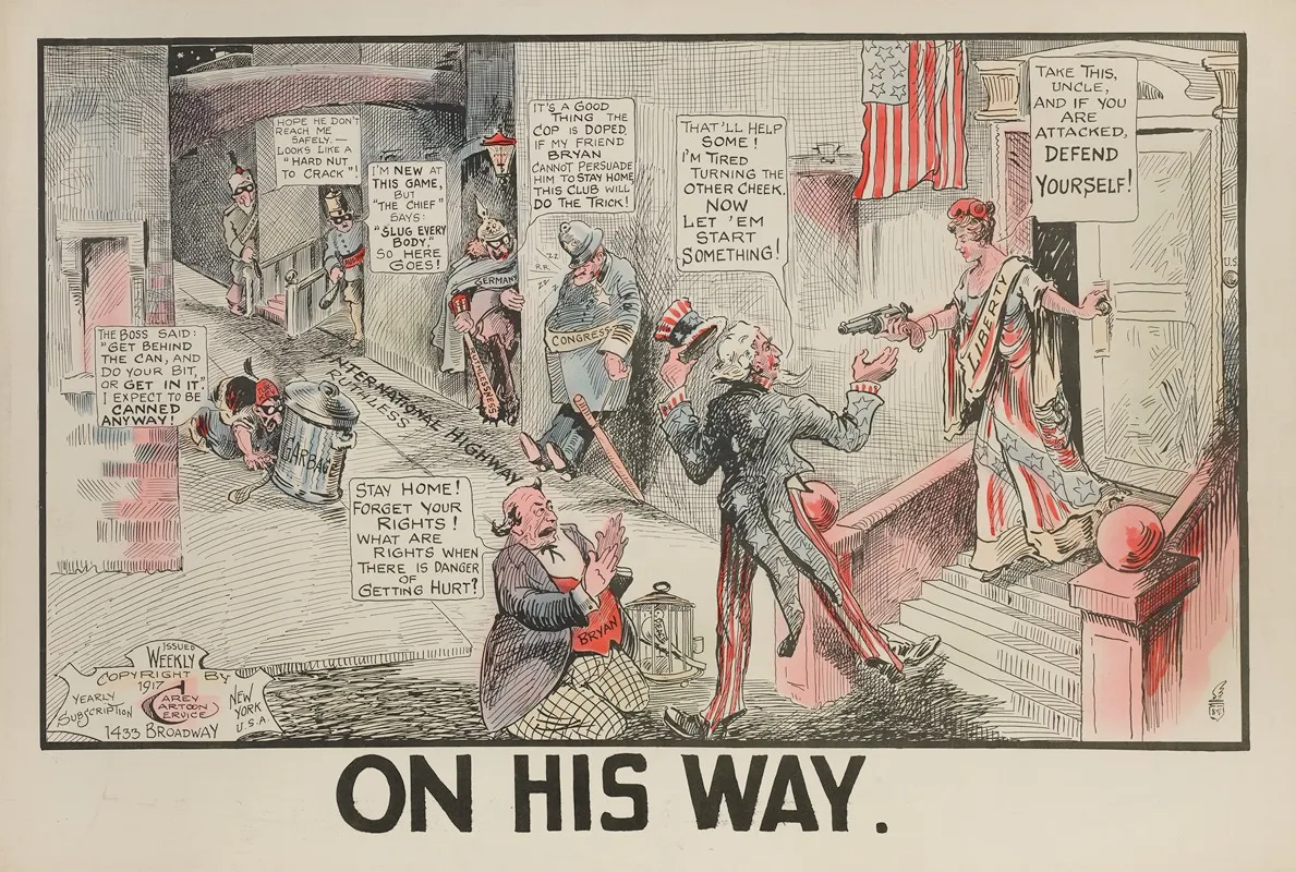 On His Way Wall Art by Carey Cartoon Service - High-Resolution Digital Print