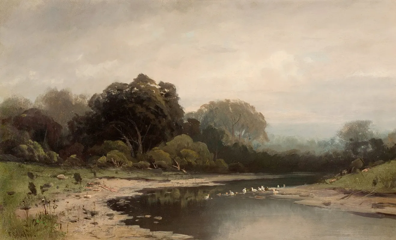 On Merced River Cala Wall Art by Frederick Ferdinand Schafer - High-Resolution Digital Print