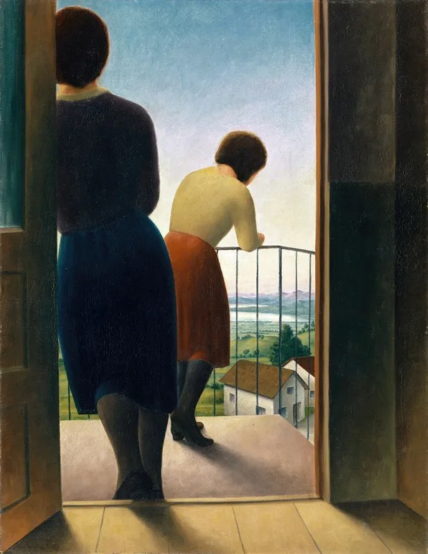 On The Balcony Girl On The Balcony Wall Art by Georg Schrimpf - High-Resolution Digital Print