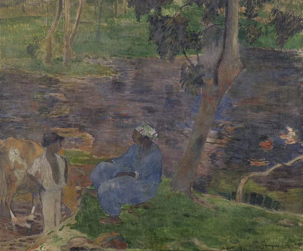 On The Banks Of The River At Martinique Wall Art by Paul Gauguin - High-Resolution Digital Print