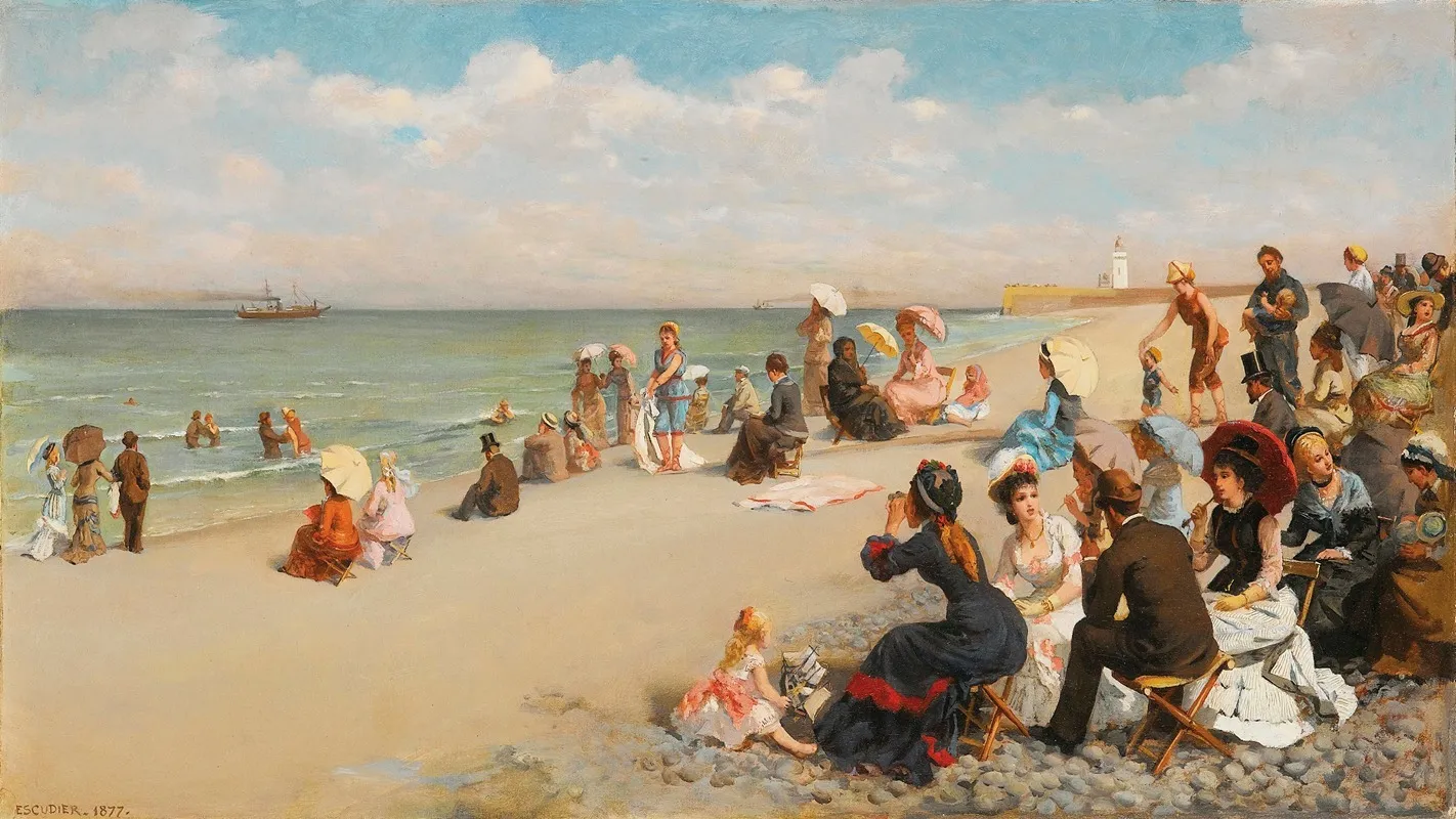On The Beach 9 Wall Art by Charles-Jean-Auguste Escudier - High-Resolution Digital Print