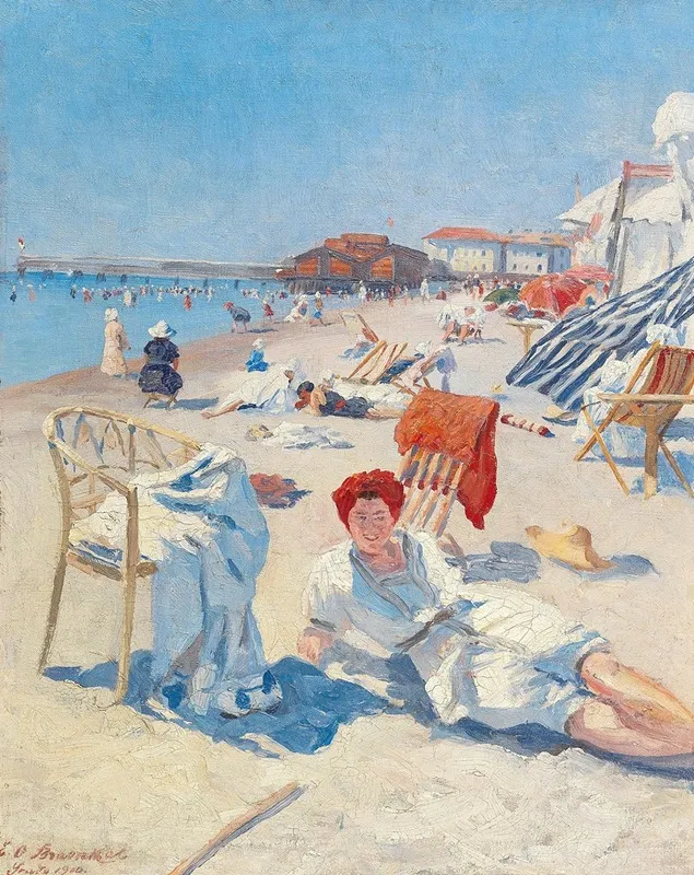 On The Beach At Grado Wall Art by Eduard Otto Braunthal - High-Resolution Digital Print