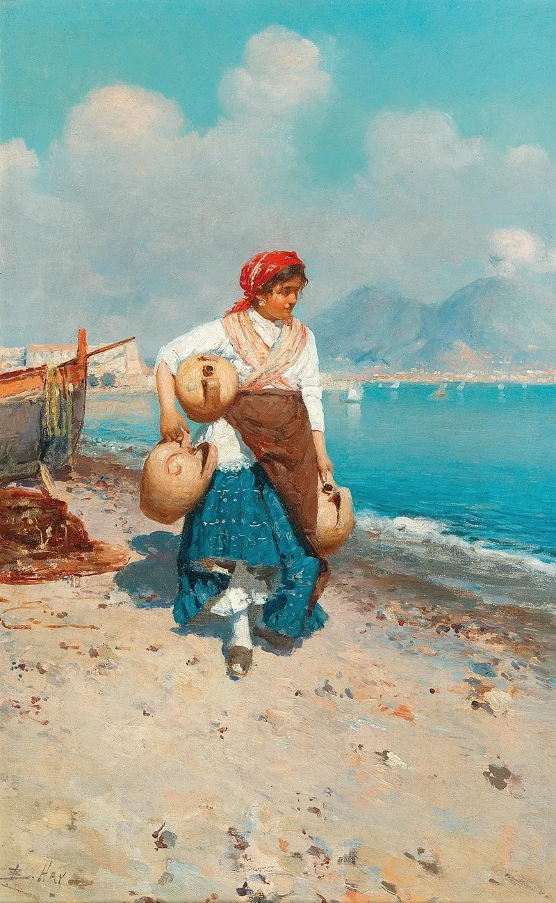 On The Beach At Naples Wall Art by Bernardo Hay - High-Resolution Digital Print
