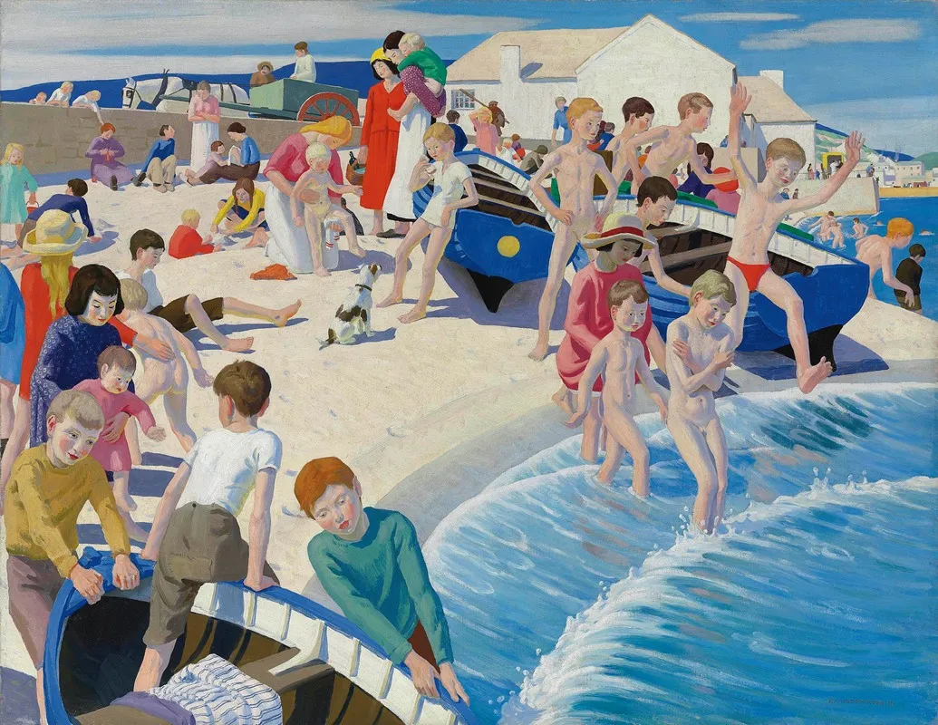 On The Beach At Newlyn Wall Art by Ernest Procter - High-Resolution Digital Print
