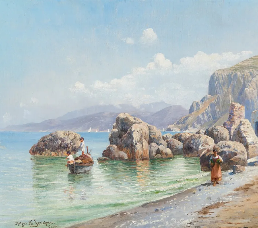 On The Beach Capri Wall Art by Holger Hvitfeldt Jerichau - High-Resolution Digital Print