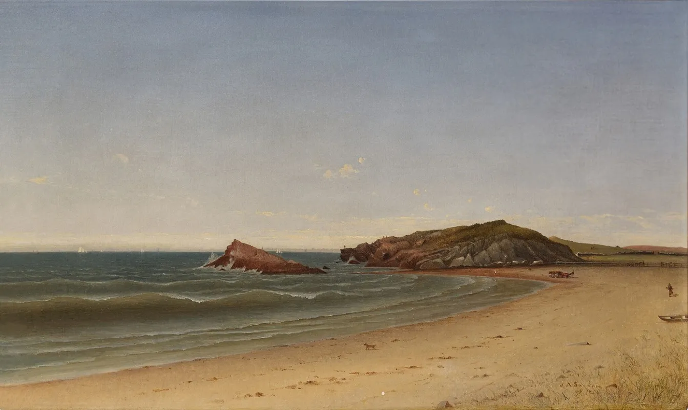 On The Beach Newport Spouting Rock Beach Wall Art by James Augustus Suydam - High-Resolution Digital Print