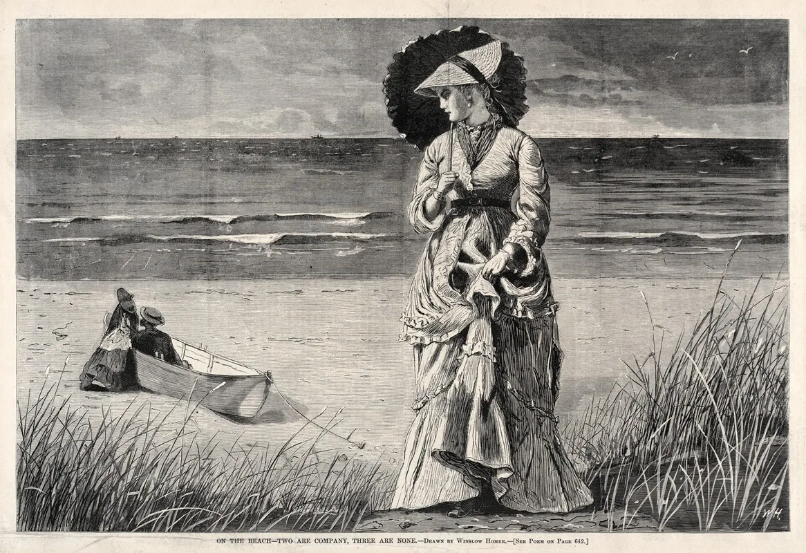On The Beach Two Are Company Three Are None Wall Art by Winslow Homer - High-Resolution Digital Print
