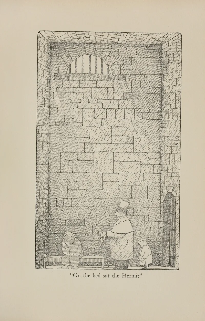 On The Bed Sat The Hermit Wall Art by Hugh Lofting - High-Resolution Digital Print