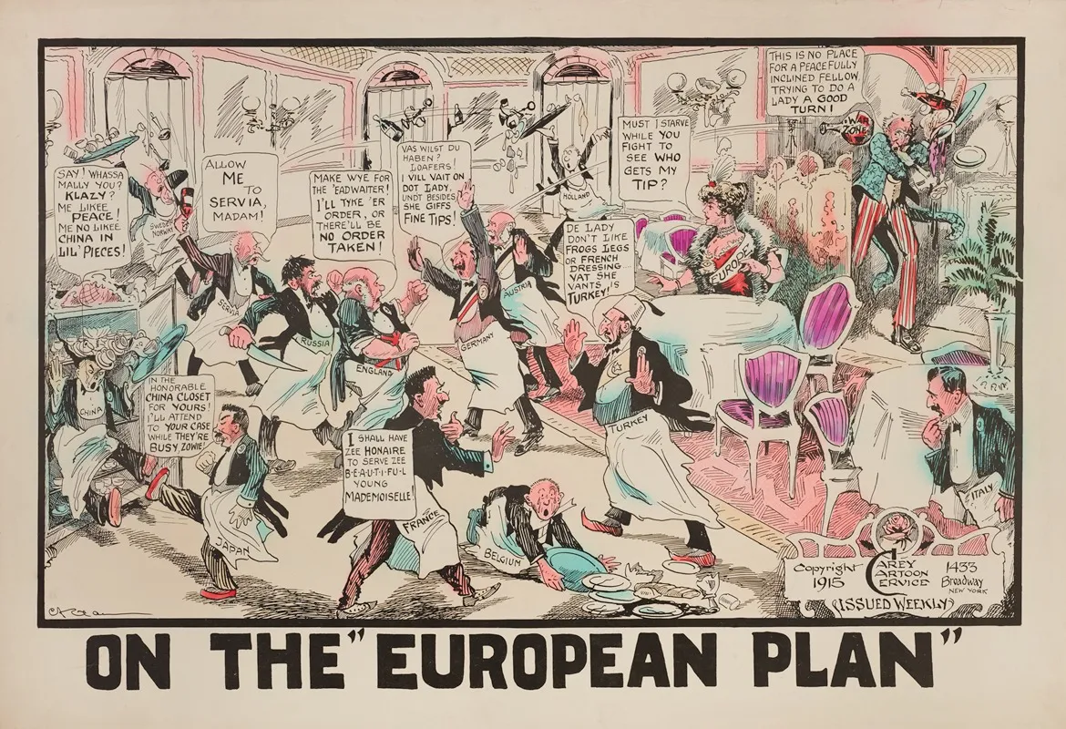 On The European Plan Wall Art by Carey Cartoon Service - High-Resolution Digital Print