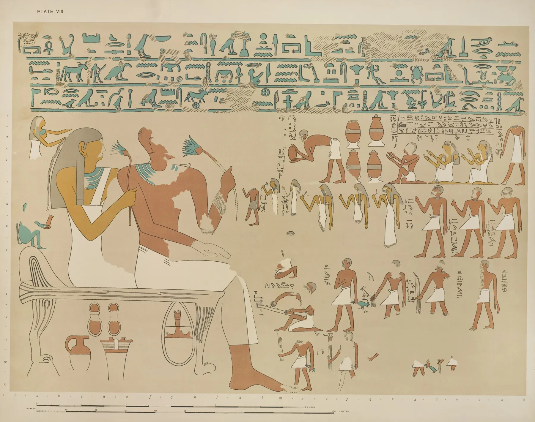 On The Left We Are Shown Sebeknekht And His Wife Seated To Them Come A Numerous Concourse Of Relations Friends And Servants Wall Art by Joseph John Tylor - High-Resolution Digital Print