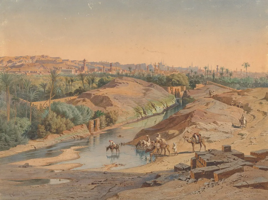 On The Outskirts Of Cairo Wall Art by Carl Frederich Heinrich Werner - High-Resolution Digital Print