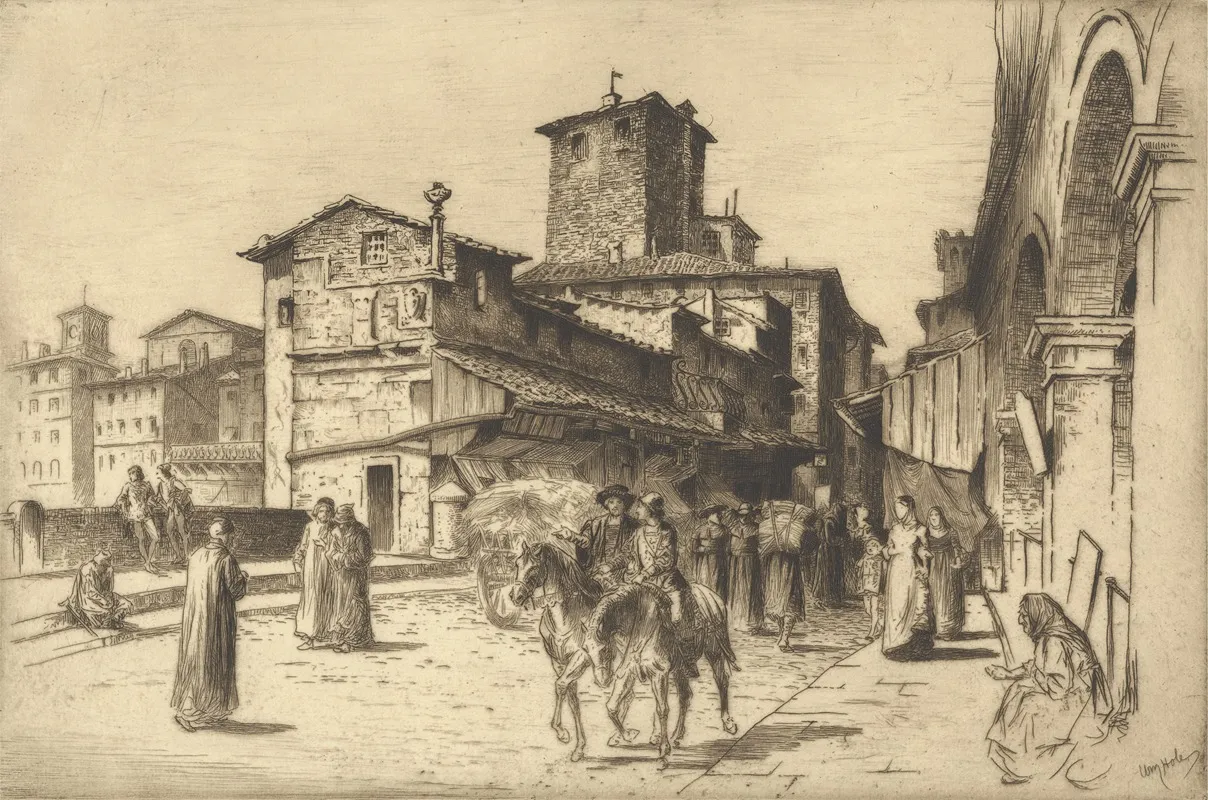 On The Ponte Vecchio Florence Wall Art by William Brassey Hole - High-Resolution Digital Print