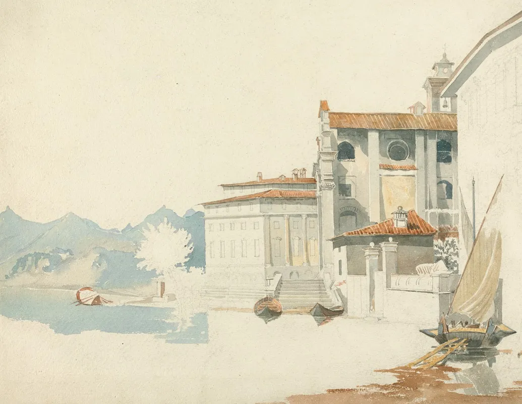 On The Shores Of An Italian Lake Wall Art by Harry John Johnson - High-Resolution Digital Print