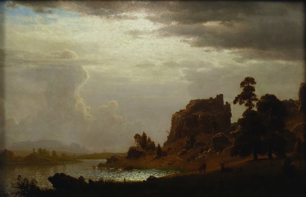On The Sweetwater Near The Devils Gate Wall Art by Albert Bierstadt - High-Resolution Digital Print