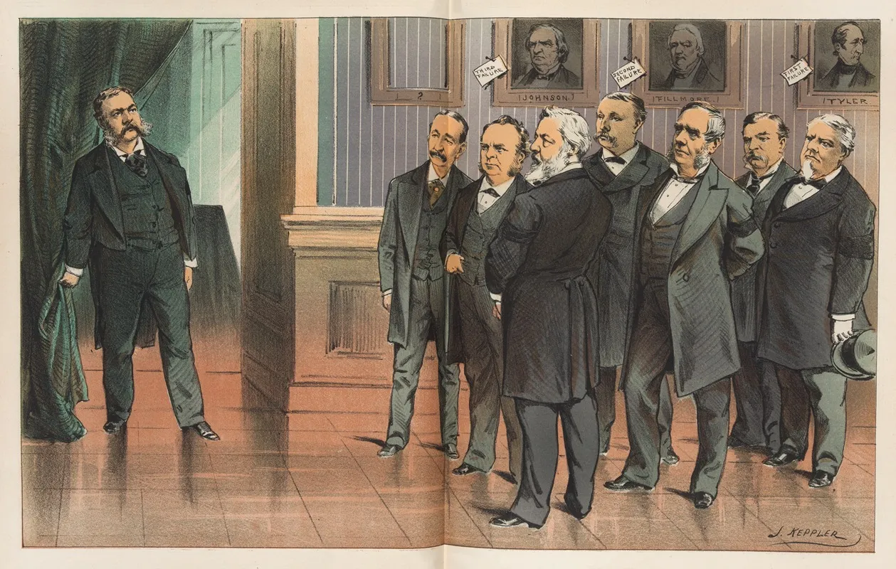 On The Threshold Of Office What Have We To Expect Of Him Wall Art by Joseph Ferdinand Keppler - High-Resolution Digital Print