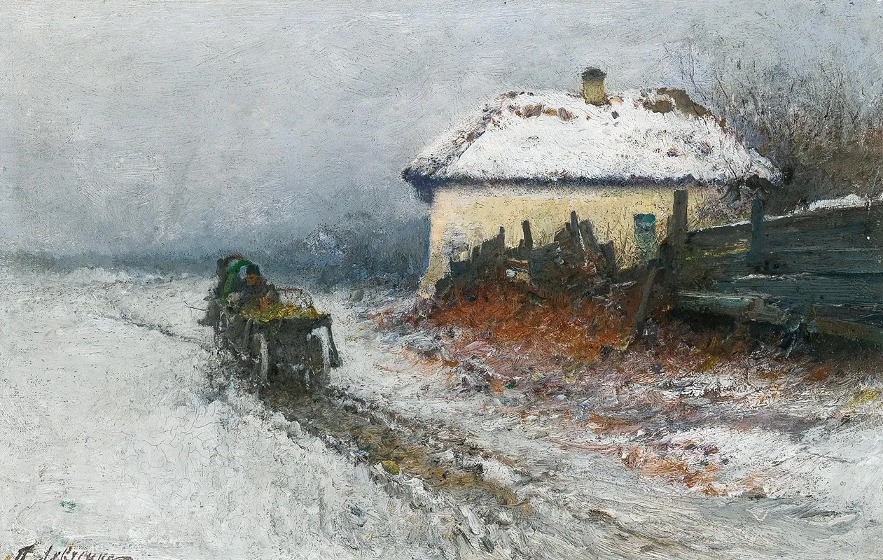 On The Way Home In A Winter Landscape Wall Art by Petr Alekseevich Levchenko - High-Resolution Digital Print