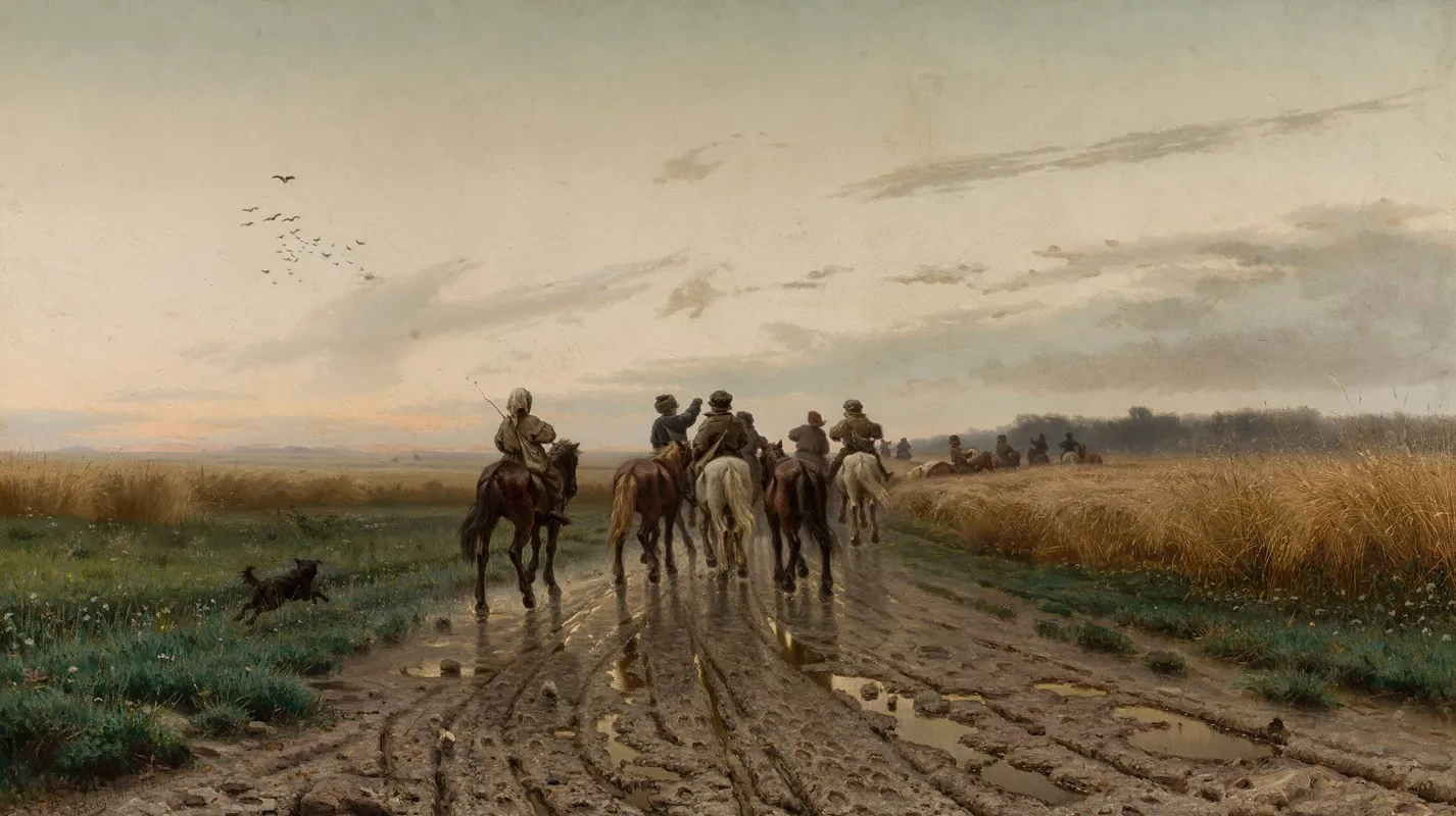 On The Way To Pasture Wall Art by Yefim Yefimovich Volkov - High-Resolution Digital Print