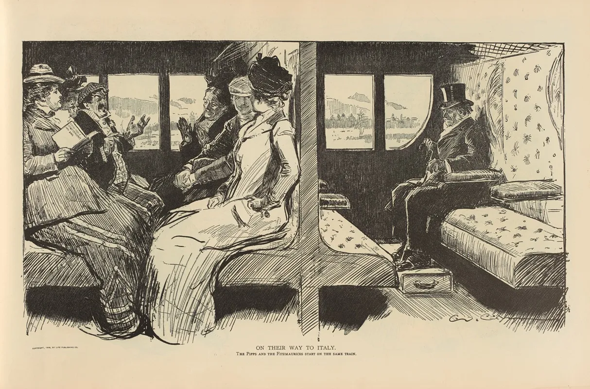 On Their Way To Italy Wall Art by Charles Dana Gibson - High-Resolution Digital Print