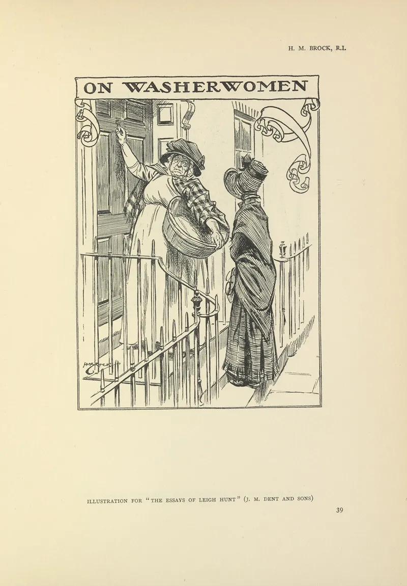 On Washerwomen The Essays Of Leigh Hunt Wall Art by Henry Matthew Brock - High-Resolution Digital Print