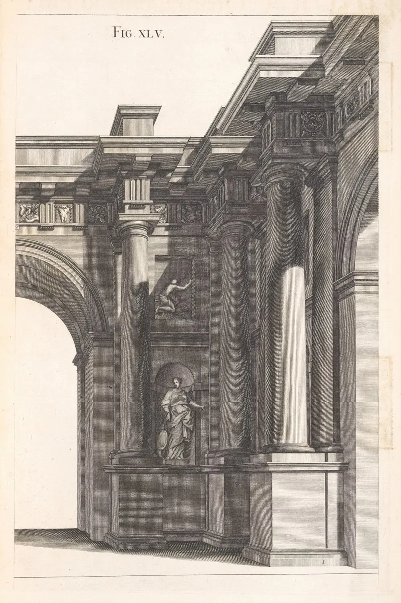 One Half Of The Dorick Design In Perspective Wall Art by Andrea Pozzo - High-Resolution Digital Print