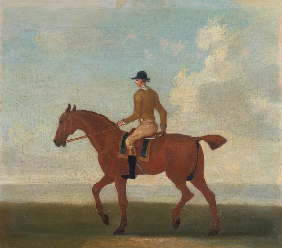 One Of Four Portraits Of Horses A Chestnut Racehorse With Jockey Up Walking To The Left Jockey I