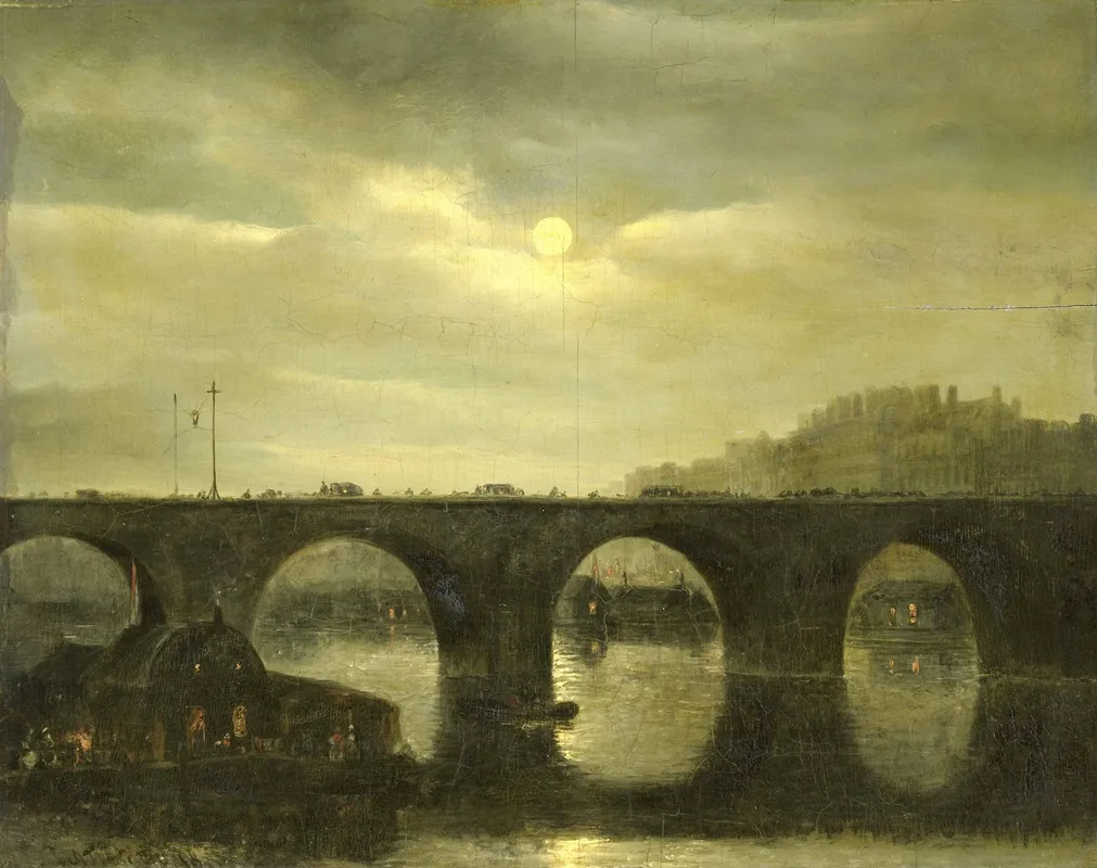 One Of The Bridges Over The Seine Paris In The Moonlight