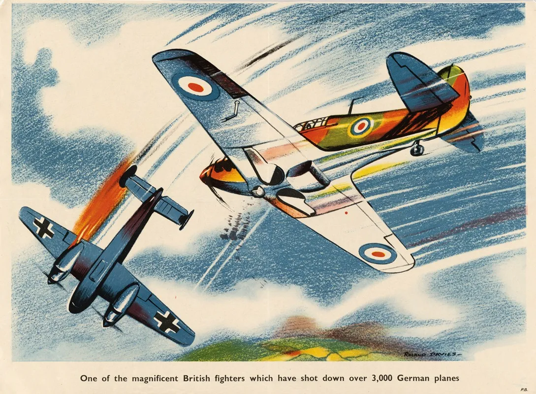One Of The Magnificent British Fighters Wall Art by Roland Davies - High-Resolution Digital Print