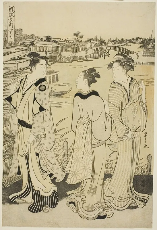 Ono No Komachi At Seki Temple From The Series The Fashionable Seven Komachi Furyu Nana Komachi