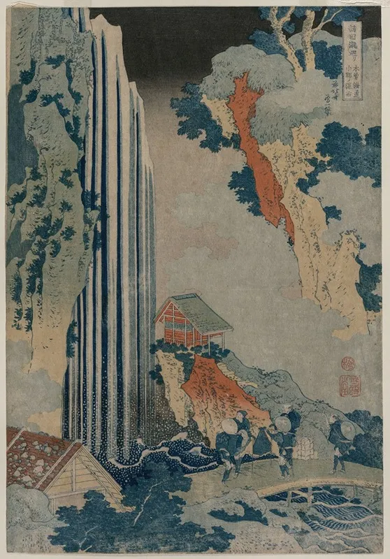 Ono Waterfall On The Kiso Road From The Series A Tour Of Waterfalls In The Provinces Wall Art by Katsushika Hokusai - High-Resolution Digital Print
