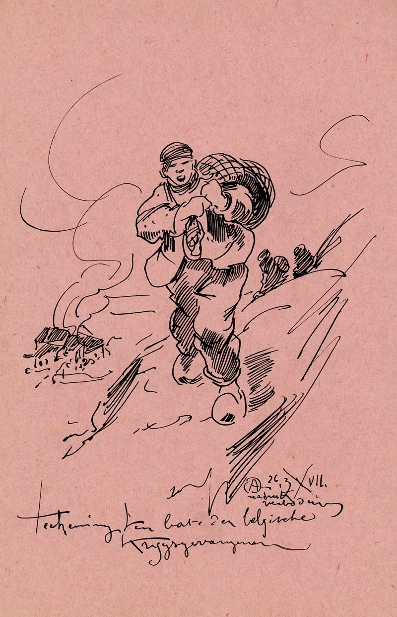 Ontwerp Lithografie Ten Bate Der Belgische Krijgsgevangenen