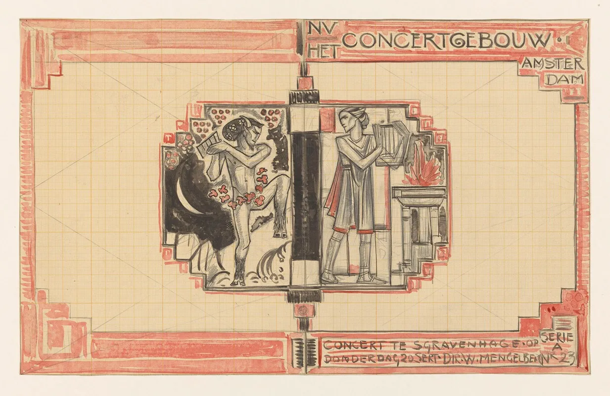 Ontwerp Voor De Omslag Van Een Programma Van Het Concertgebouw Wall Art by Richard Nicolaüs Roland Holst - High-Resolution Digital Print
