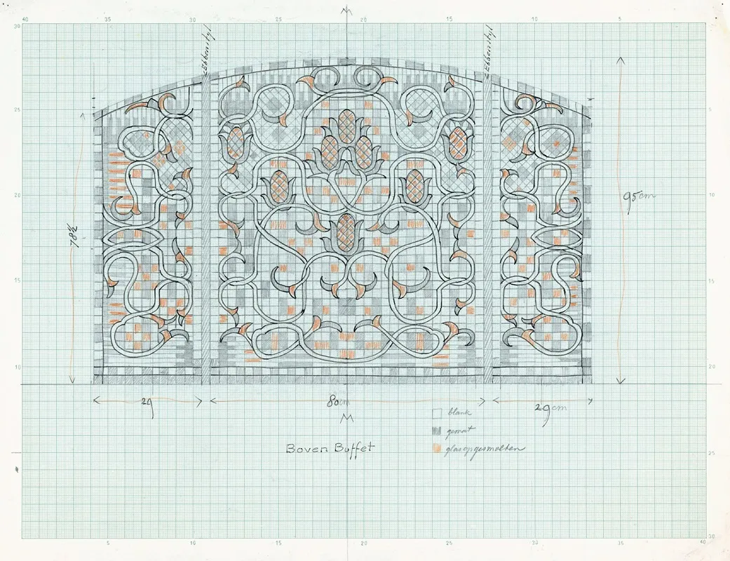 Ontwerp Voor Decoratief Glaspaneel Met Floraal Ornament