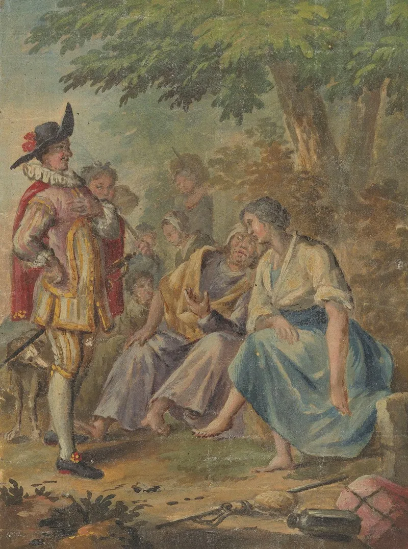 Ontwerp Voor Een Behangselschildering Of Schilderij Met Het Spaanse Heidin Preciosa En Don Juan Wall Art by Rienk Keyert - High-Resolution Digital Print