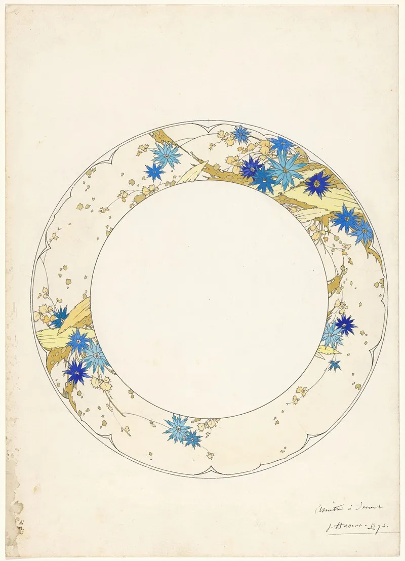 Ontwerp Voor Een Dessertbord Van Een Porseleinen Servies Voor Piilivuyt Wall Art by Jules Auguste Habert-Dys - High-Resolution Digital Print