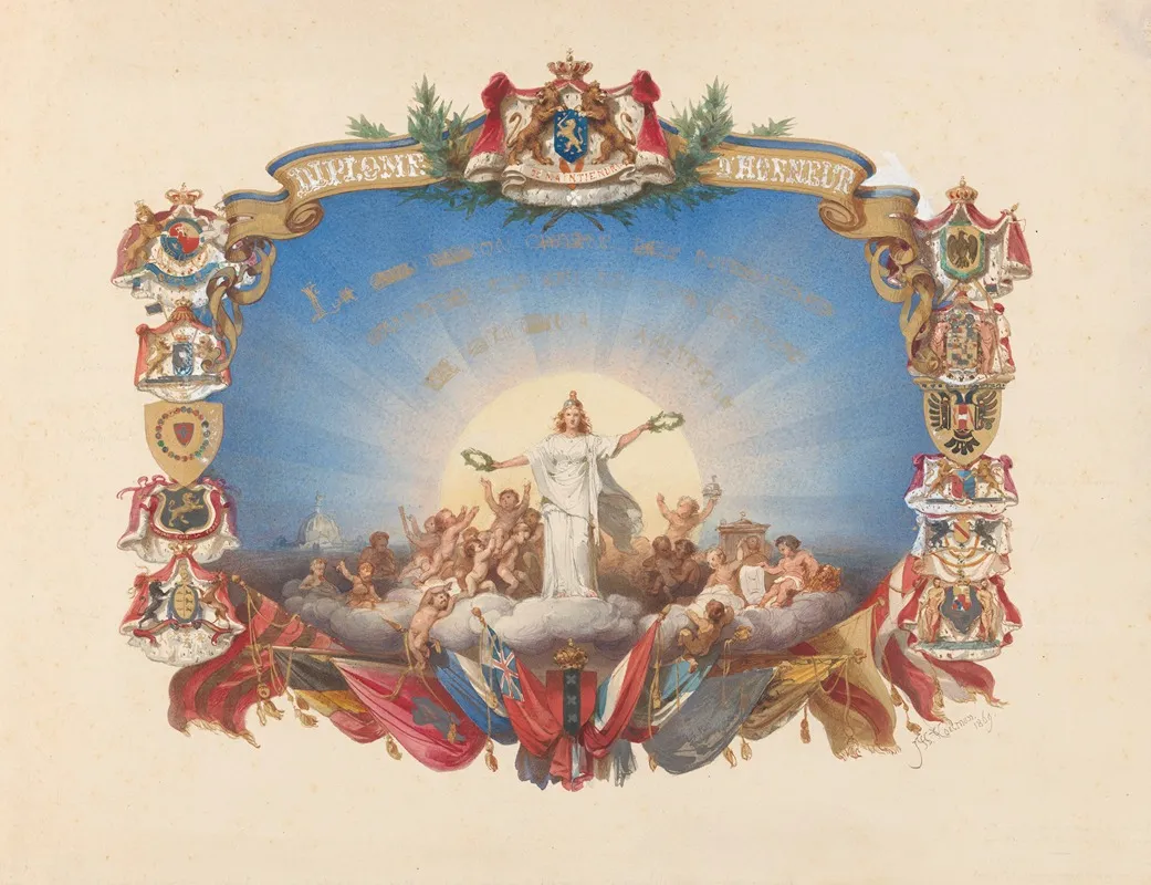 Ontwerp Voor Een Diplome Dhonneur Wall Art by Johan Philip Koelman - High-Resolution Digital Print