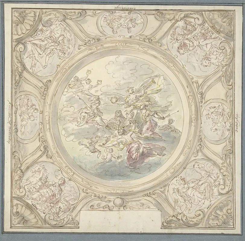 Ontwerp Voor Een Plafondschildering Met Een Allegorie Met Minerva